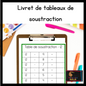 Livret de tableaux de soustraction (subtraction charts French) - montessorikiwi