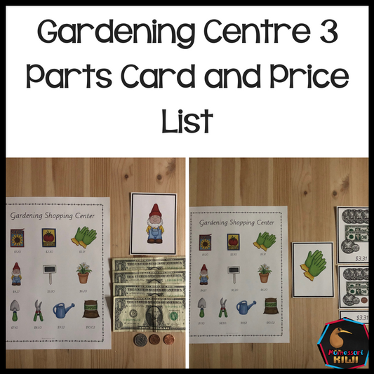 US Money Gardening Centre 3 part cards and Price List - montessorikiwi