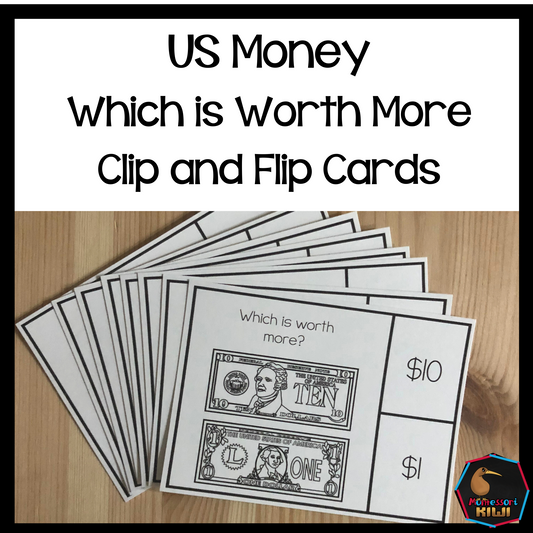 US Money Which is Worth More Clip and Flip Cards - montessorikiwi
