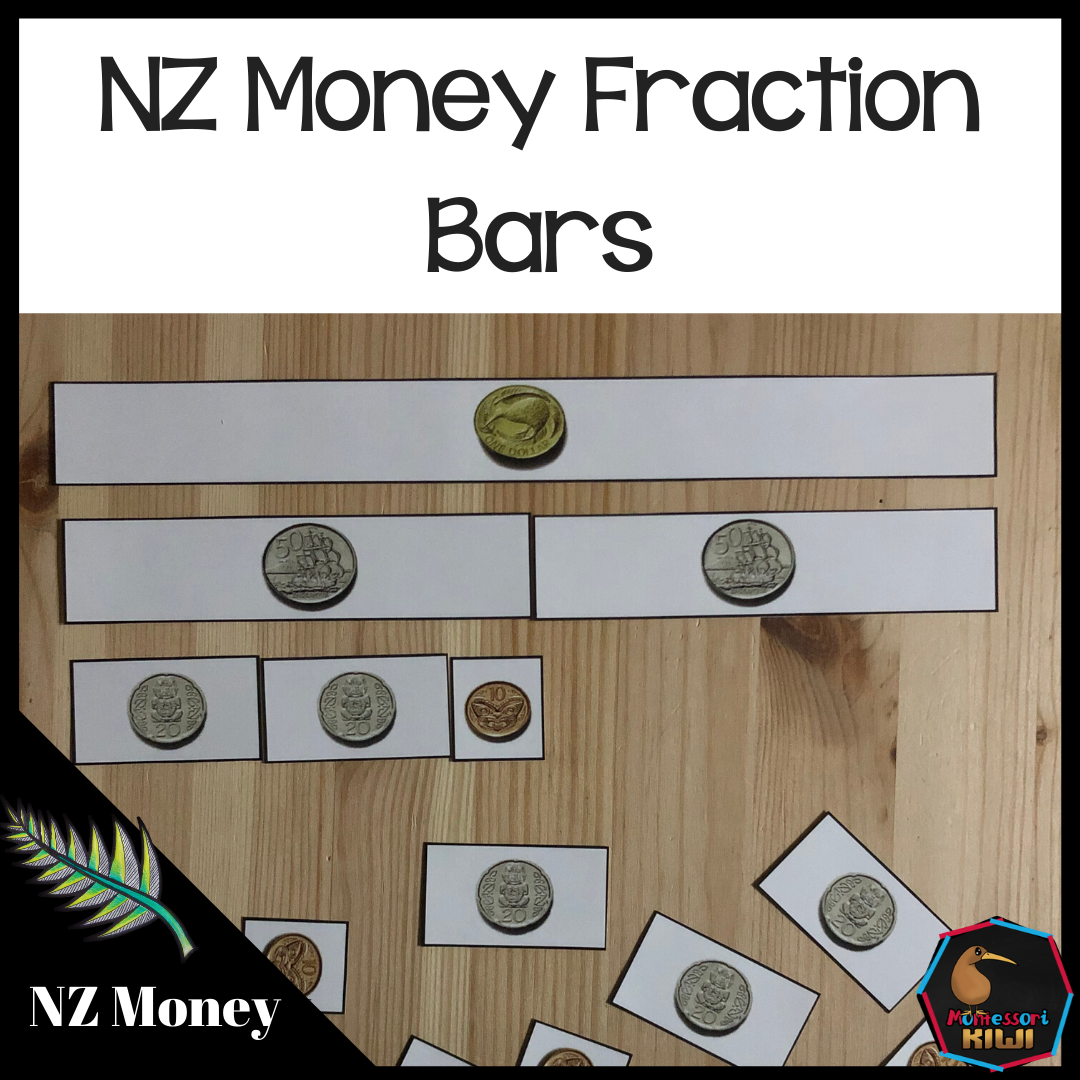 New Zealand Money Level 2 - NZ Money Fraction Bars - montessorikiwi