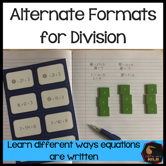 Alternative formats for Division - basic facts - montessorikiwi