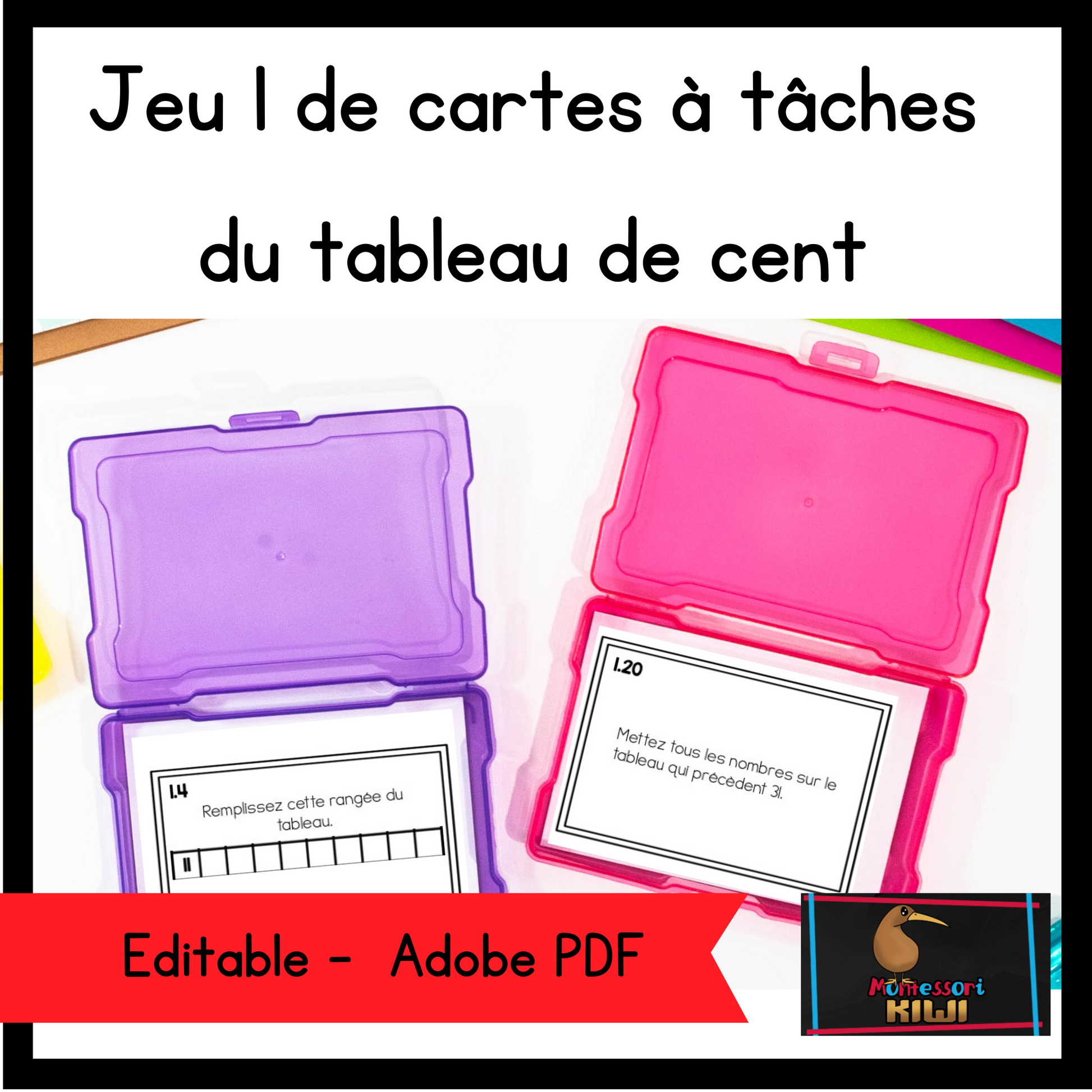Jeu 1 de cartes à tâches du tableau de cent (Hundreds Boards set 1 French  Version)