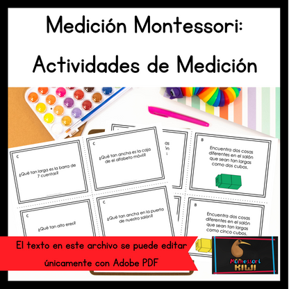 Medición Montessori: Actividades de Medición (length, height, width measurement activities) - montessorikiwi