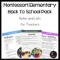 Back to School Pack - montessorikiwi