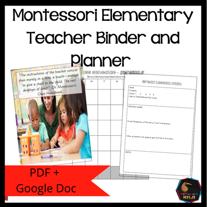 Elementary Teacher Binder - montessorikiwi