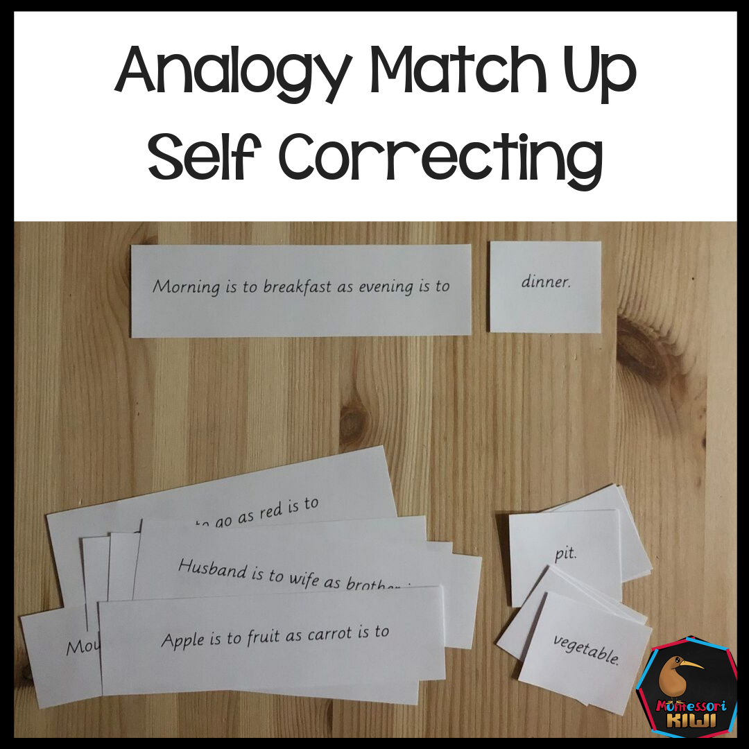 Analogy Match up  (literacy) - montessorikiwi