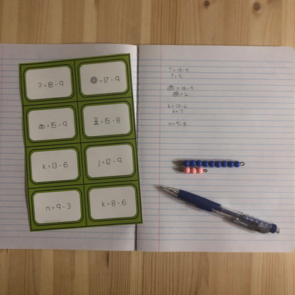 Alternative formats for Subtraction - basic facts - montessorikiwi