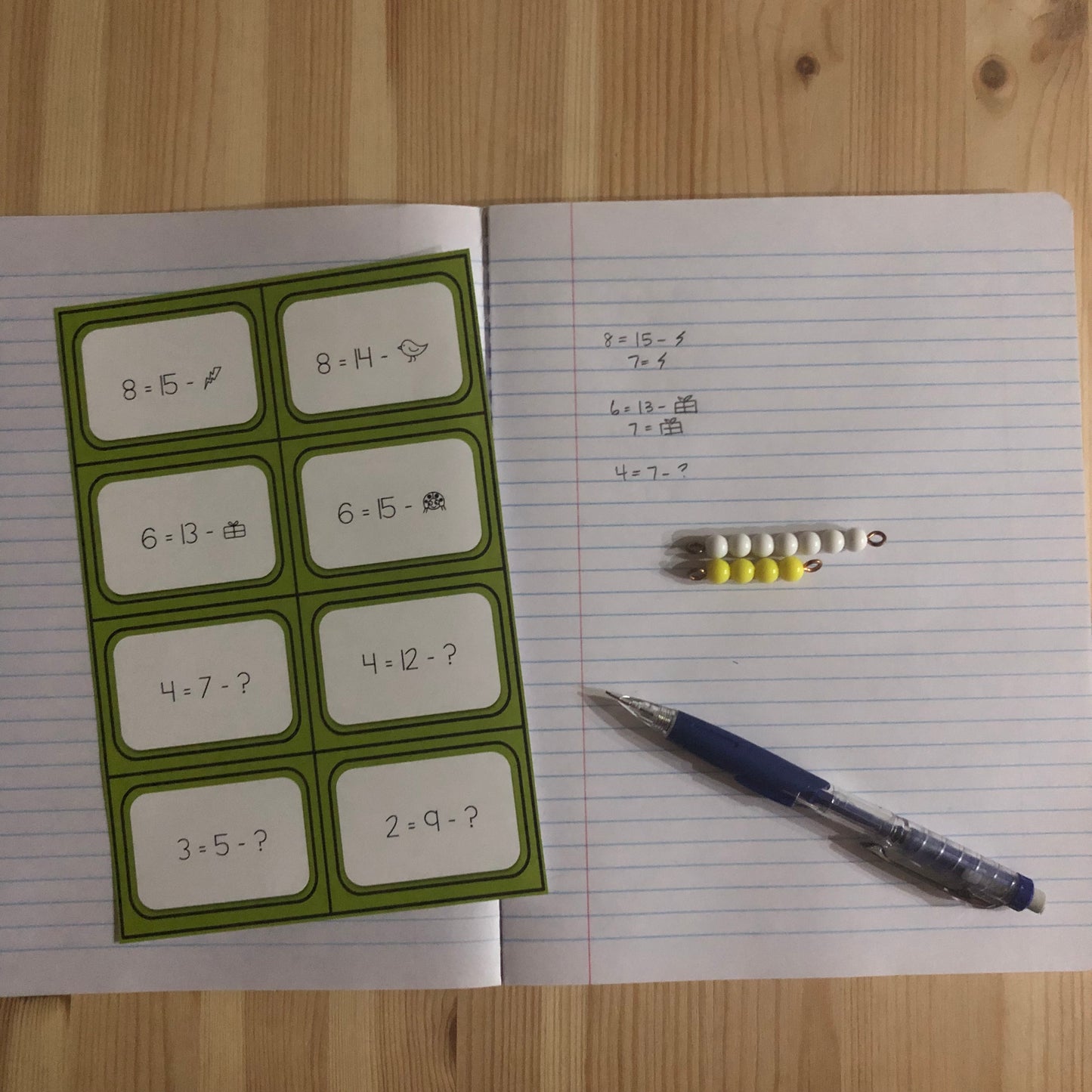 Alternative formats for Subtraction - basic facts - montessorikiwi
