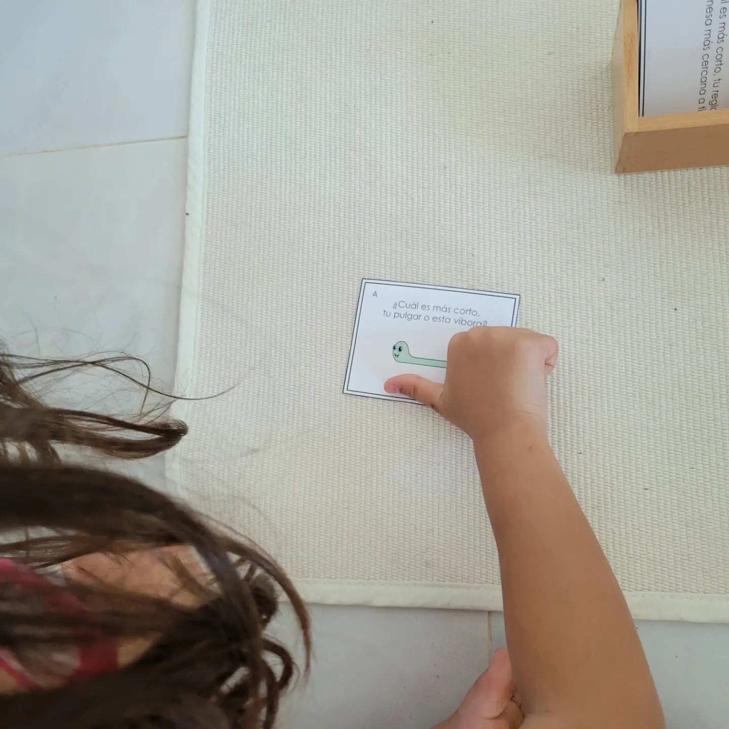 Medición Montessori: Actividades de Medición (length, height, width measurement activities) - montessorikiwi