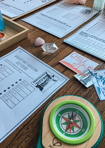 Multiplication Basic Facts (Around the World, Break the Code) - montessorikiwi
