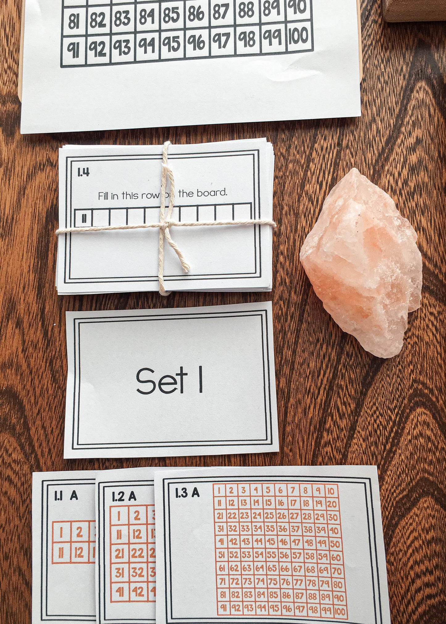 Montessori math: hundreds board task cards SET 1 - montessorikiwi