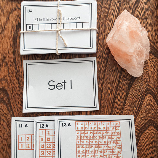 Montessori math: hundreds board task cards SET 1 - montessorikiwi