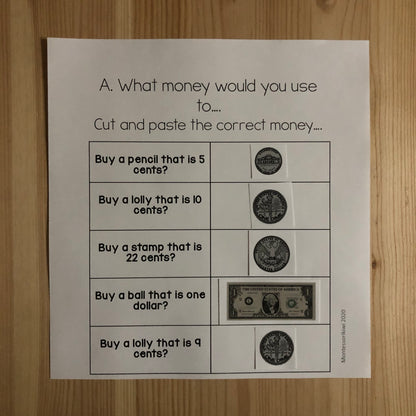 US Money What money would you use to ..... - montessorikiwi
