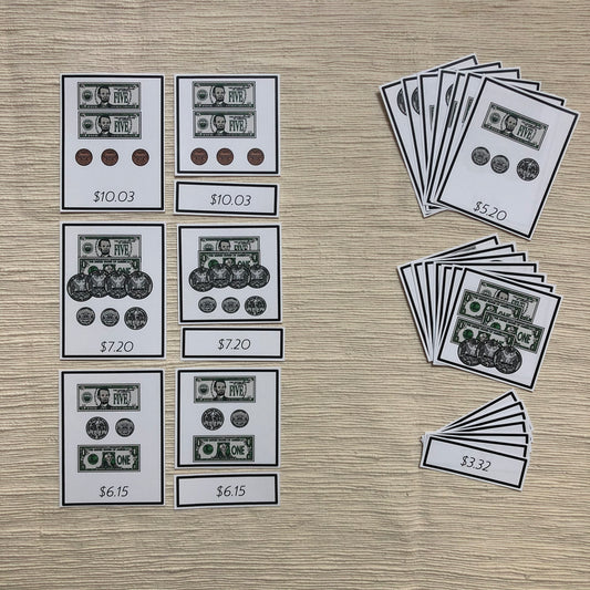 US Money Count The Amount Of Money 3 Part Cards - montessorikiwi