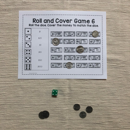 US Money Roll and Cover Game: Money Identification - montessorikiwi