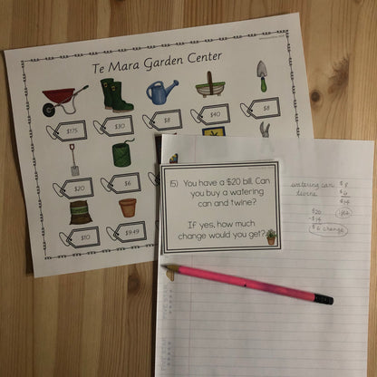 US Money Garden Shopping Centre Maths shopping game - montessorikiwi