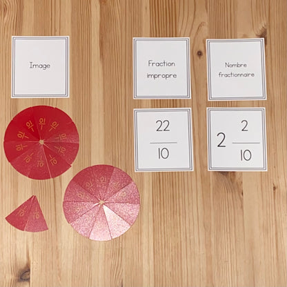 Association des fractions impropres (Improper Fraction Match-Up French) - montessorikiwi