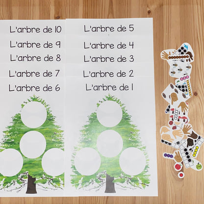 Arbres des nombres en style Montessori (Montessori inspired number trees - French) - montessorikiwi
