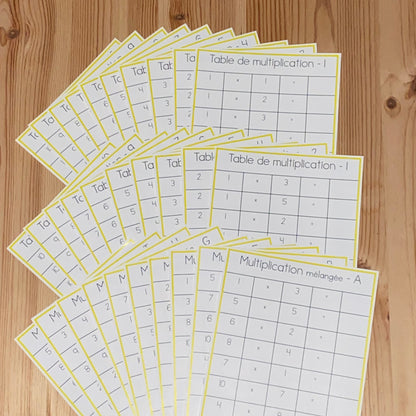 Tableaux de multiplication (Multiplication Tables French) - montessorikiwi
