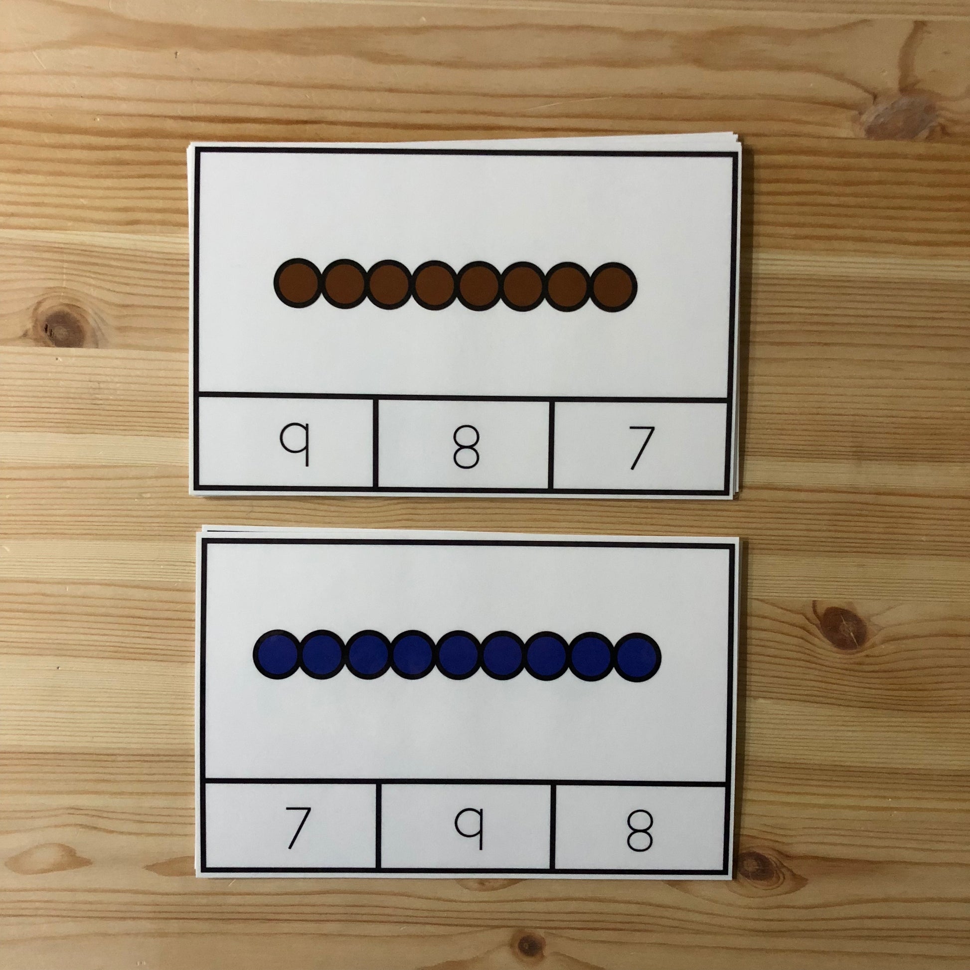 Montessori Colored beads clip cards 1-10 - montessorikiwi