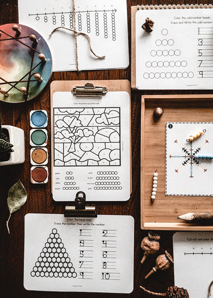 Colored bead stair worksheets - montessorikiwi