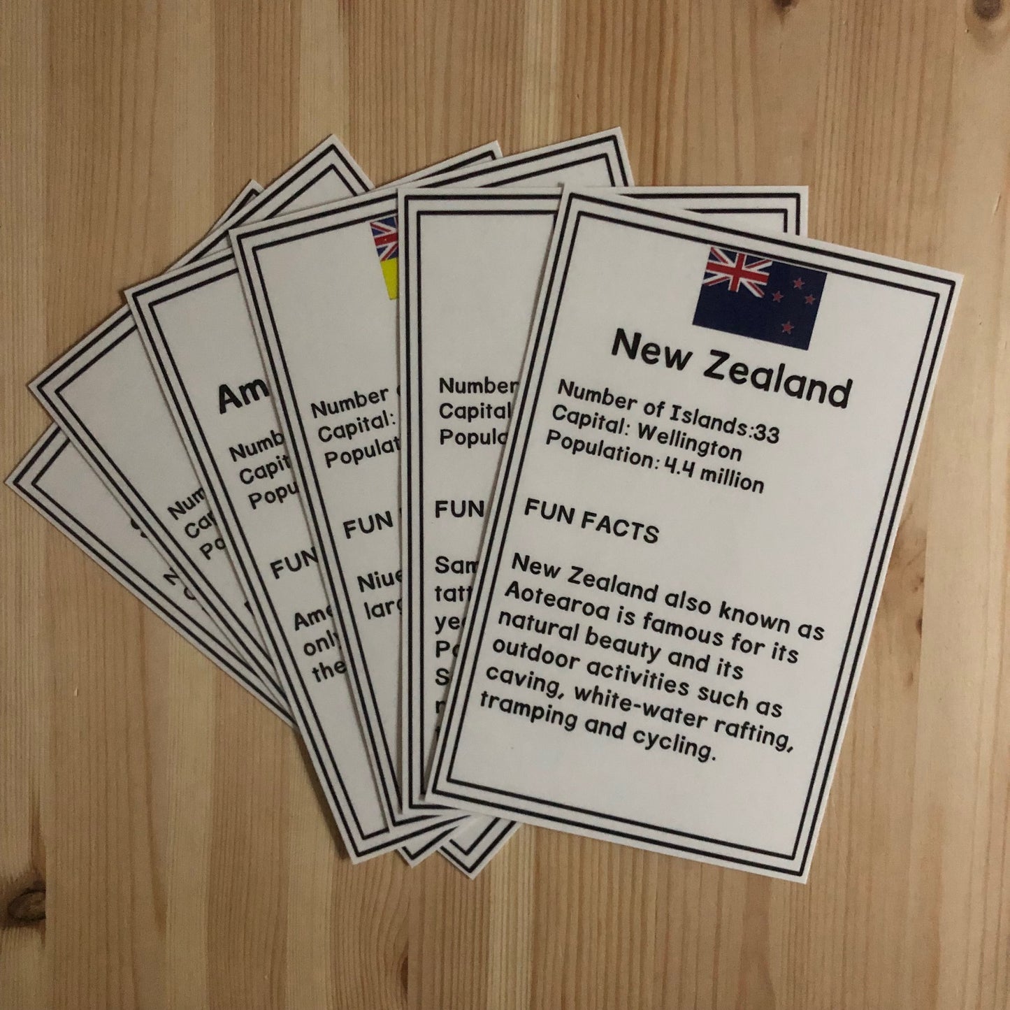 Oceania countries and territories fact cards - montessorikiwi