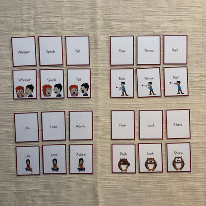 Shades of Meaning with verbs  (literacy) - montessorikiwi
