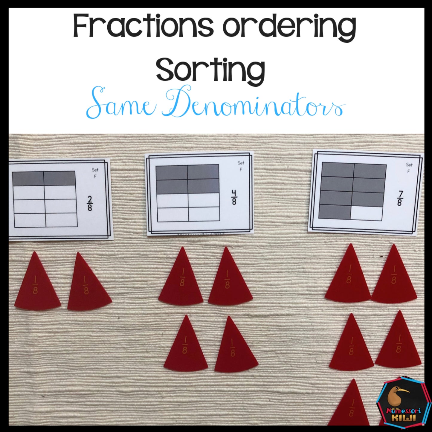 Ordering fractions with the same denominator - montessorikiwi
