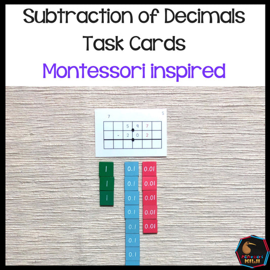 Subtraction of Decimal Task Cards - montessorikiwi
