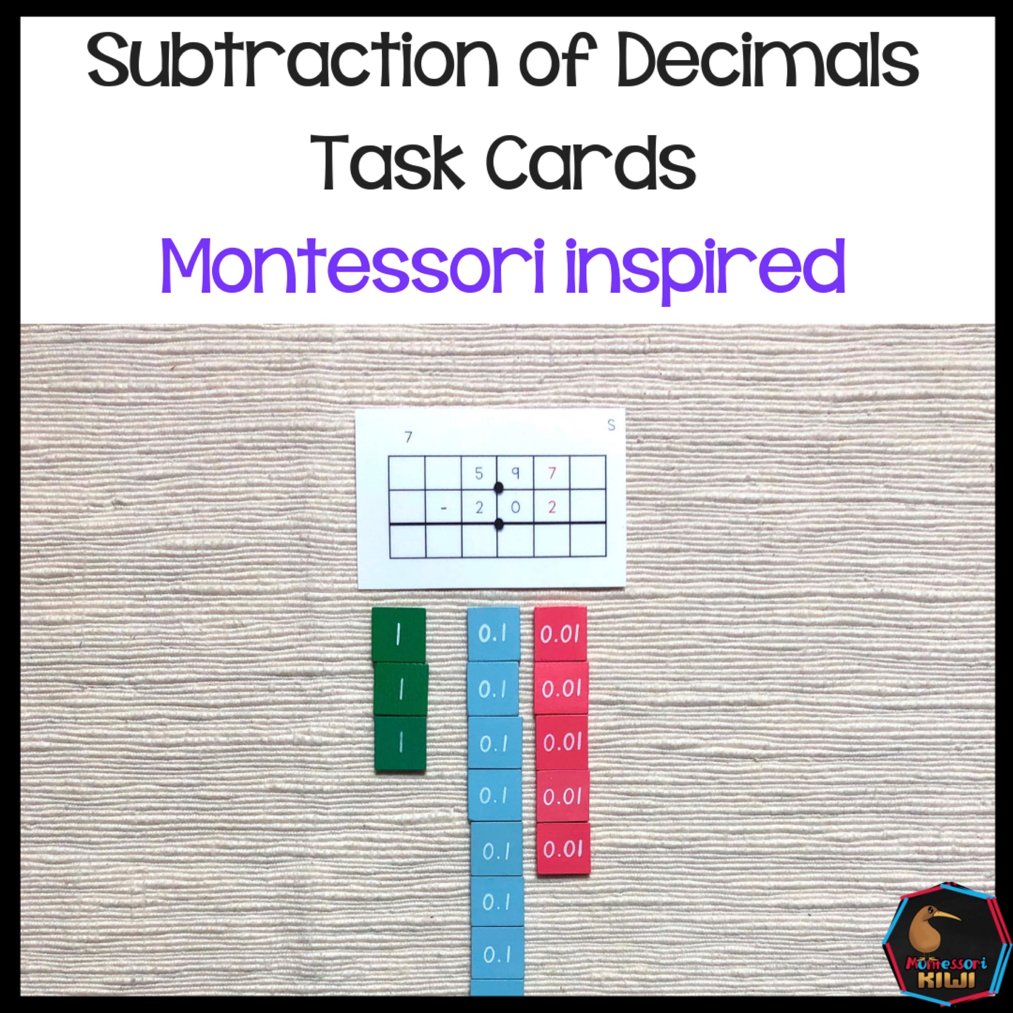 Subtraction of Decimal Task Cards – montessorikiwi