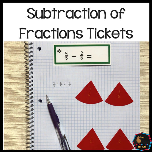 Subtraction of Fraction Tickets - montessorikiwi