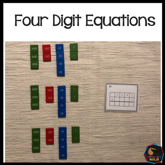 Four digit equations (Montessori) - montessorikiwi