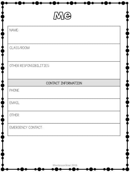 Elementary Teacher Binder - montessorikiwi