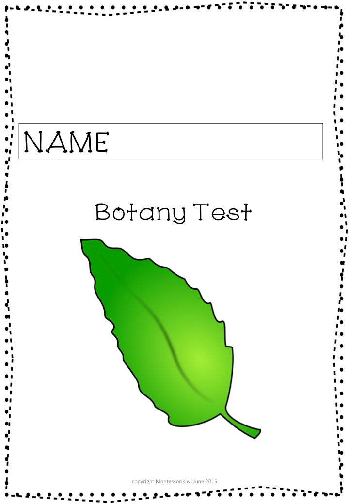 Montessori Botany Test for Assessment - montessorikiwi