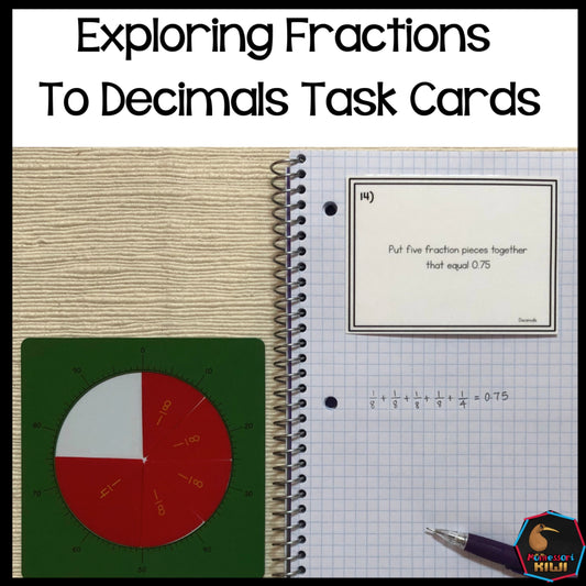 Converting Fractions to Decimals Task Cards - montessorikiwi