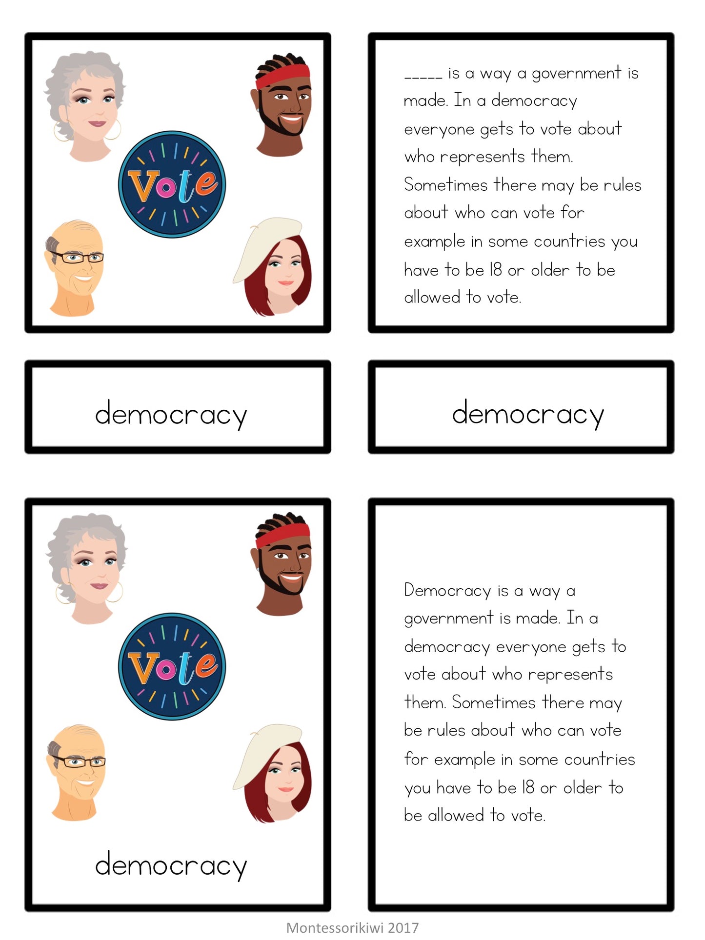 Election words vocabulary - montessorikiwi