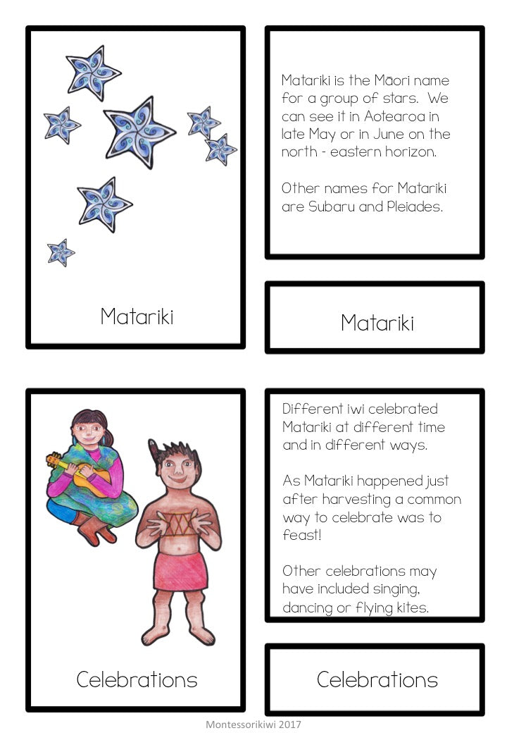 Matariki Matching cards (Montessori inspired) Lower Primary - montessorikiwi