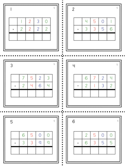 Four digit equations (Montessori) - montessorikiwi