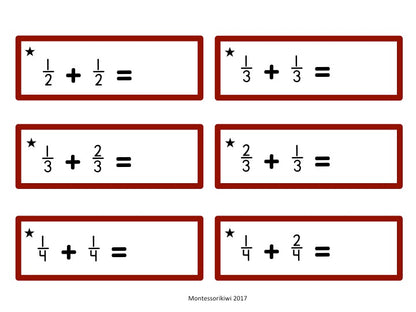 Addition of Fraction Tickets - montessorikiwi
