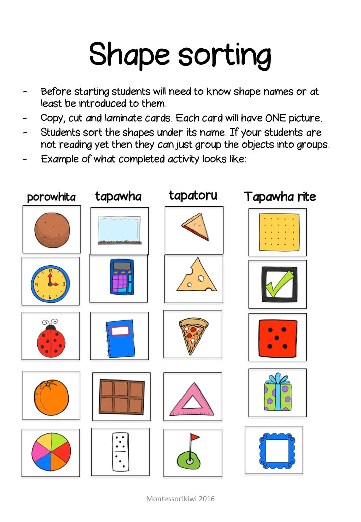 Maori Shape Sorting - montessorikiwi