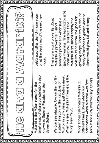 Matariki activities, reading, printables - montessorikiwi