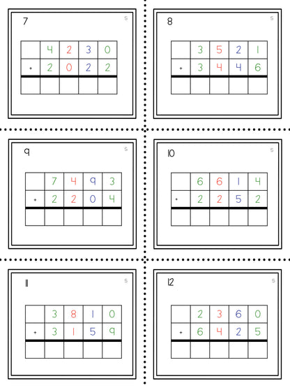 Four digit equations (Montessori) - montessorikiwi