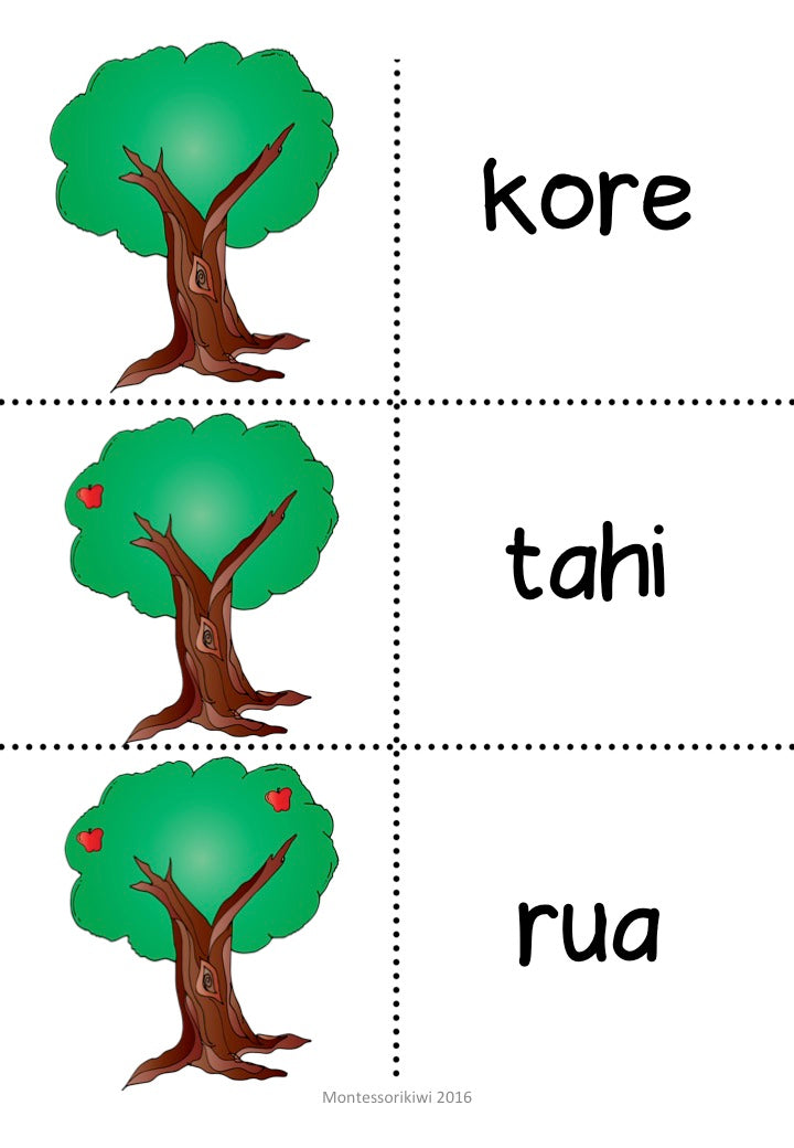 Maori Number match 0-20 (trees) - montessorikiwi