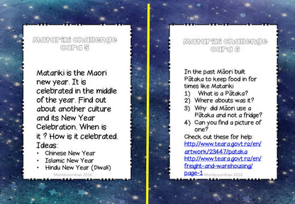 Matariki Challenge Cards - montessorikiwi