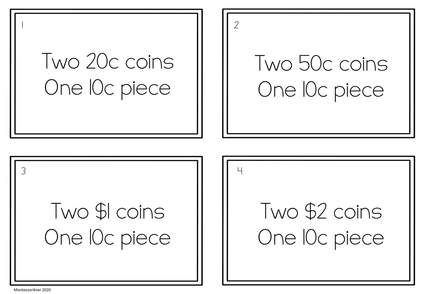 New Zealand Money level 1 money identification game (money in kete) - montessorikiwi