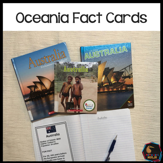 Oceania countries and territories fact cards - montessorikiwi
