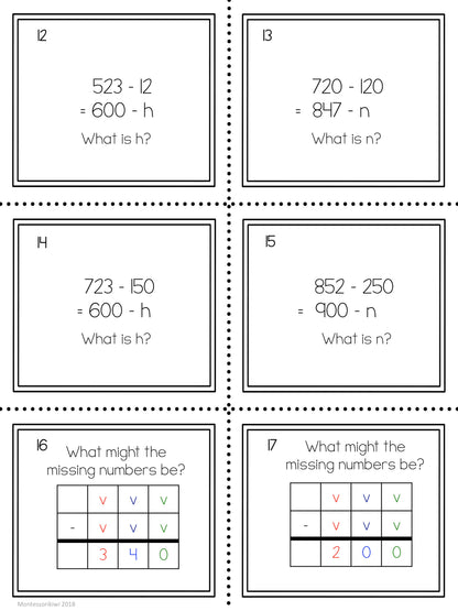 Three digit 'Gateway to Algebra' questions - montessorikiwi