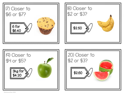 New Zealand Money Level 2: Rounding to nearest dollar task cards - montessorikiwi