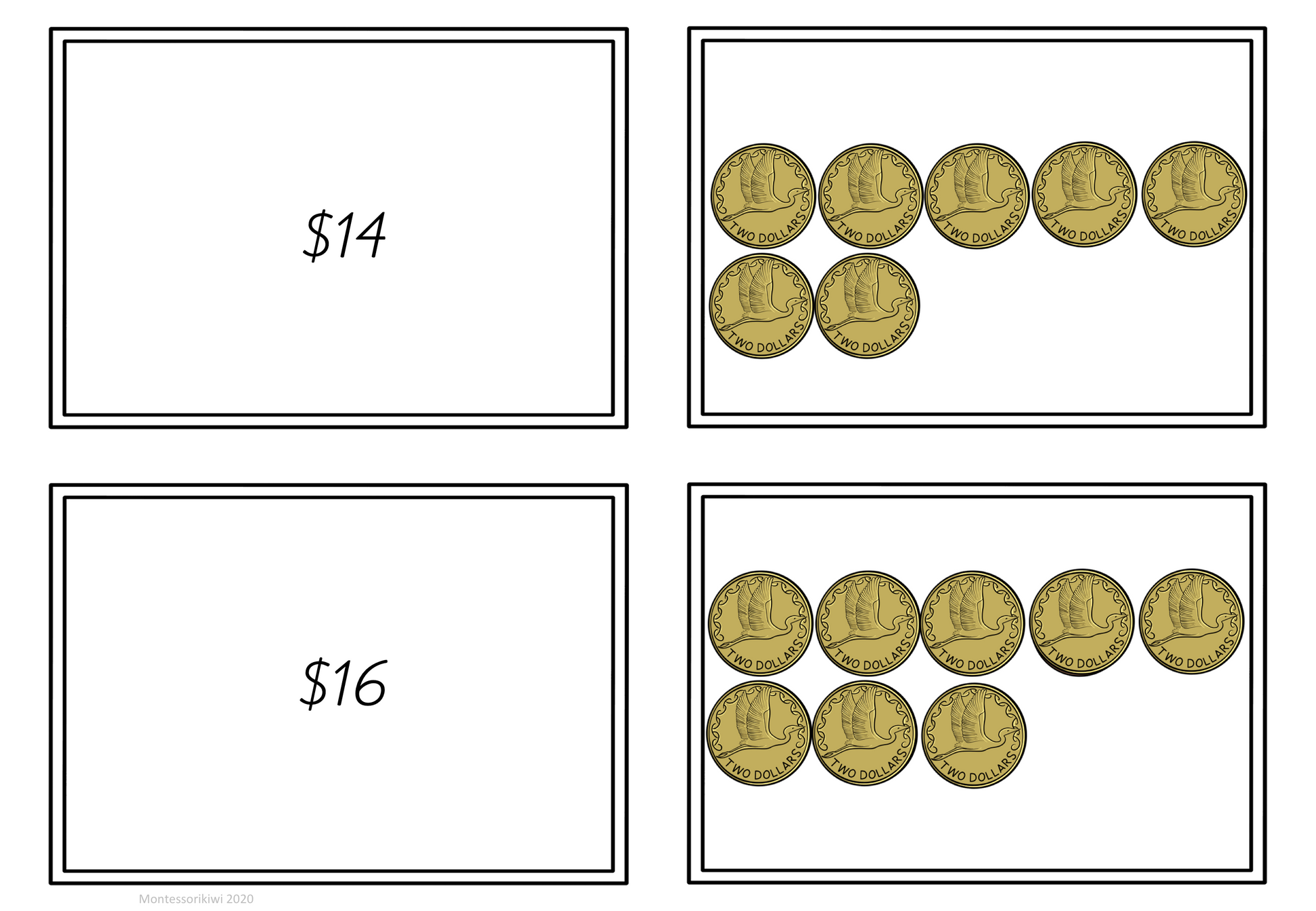 New Zealand Money Level 1: Skip counting in 2s, 5s and 10s - montessorikiwi