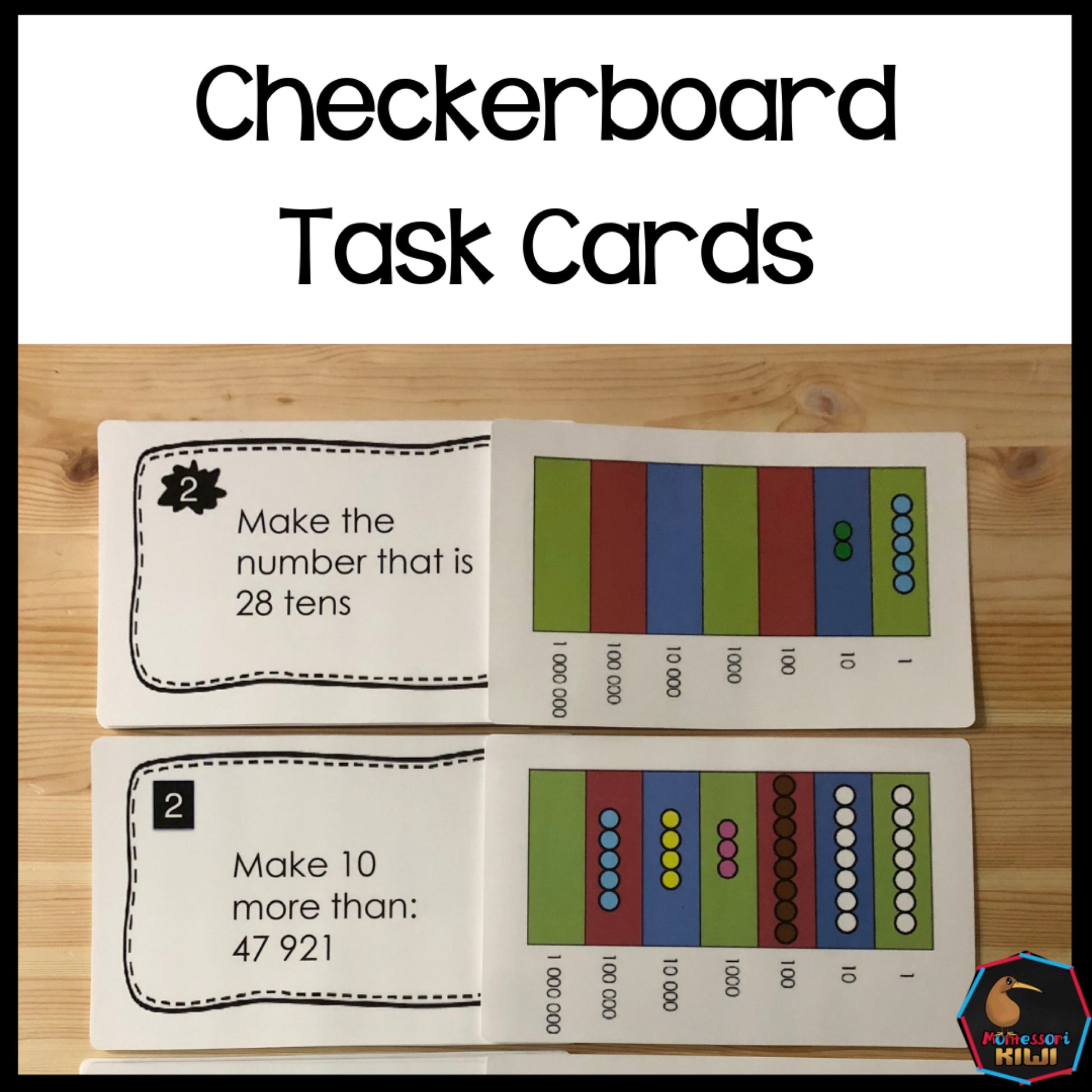 Montessori Checkerboard Task cards - montessorikiwi